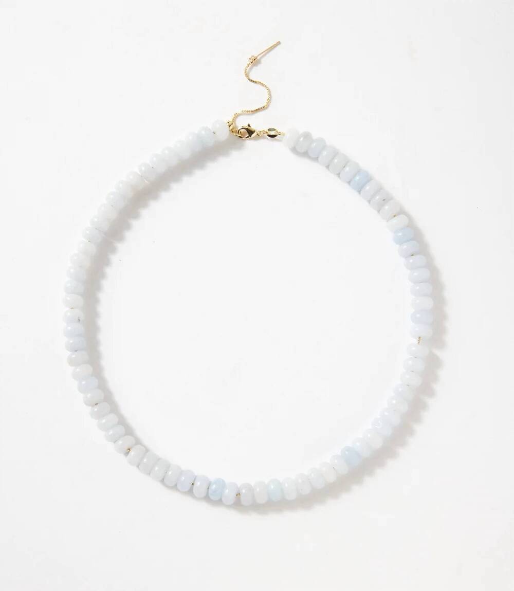 NEW SYLVIA BENSON women's beaded necklace in light blue